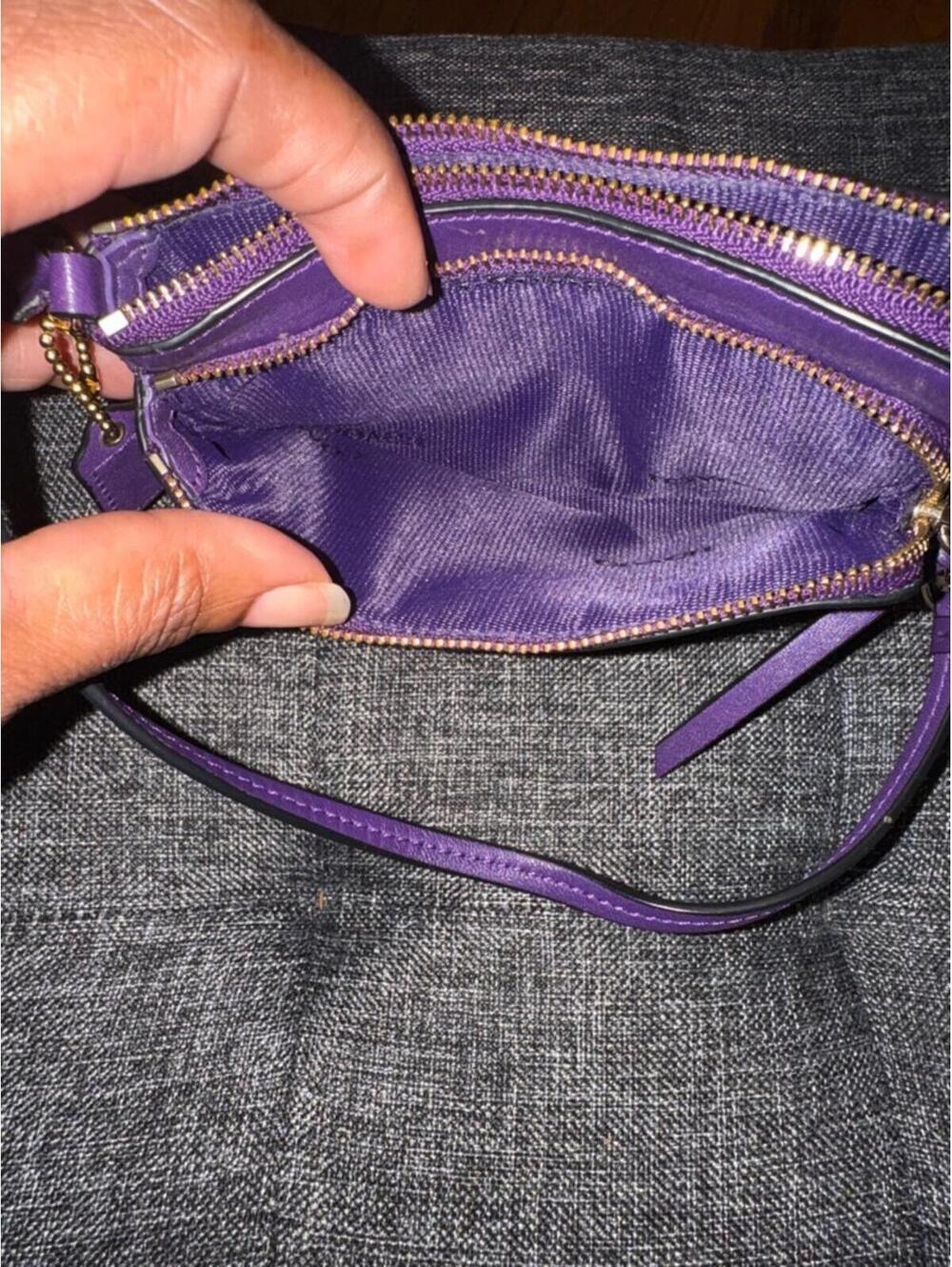 Coach Purple Leather Wristlet - Picture 5 of 6